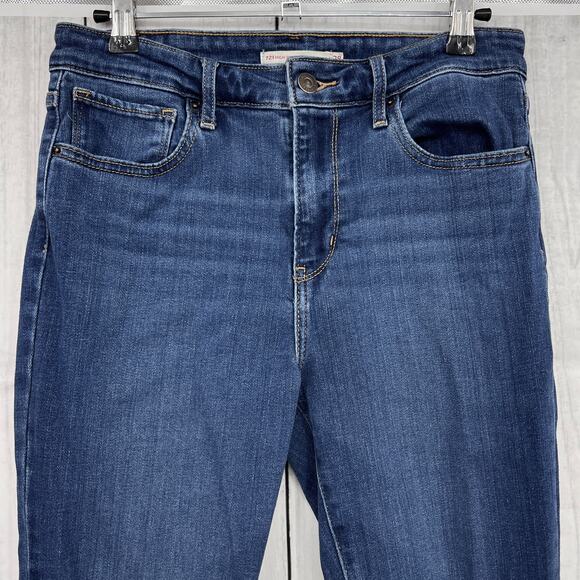 Levi's 721 High Rise Skinny Ankle Jeans womens sz 28 dark wash distressed - Picture 3 of 14